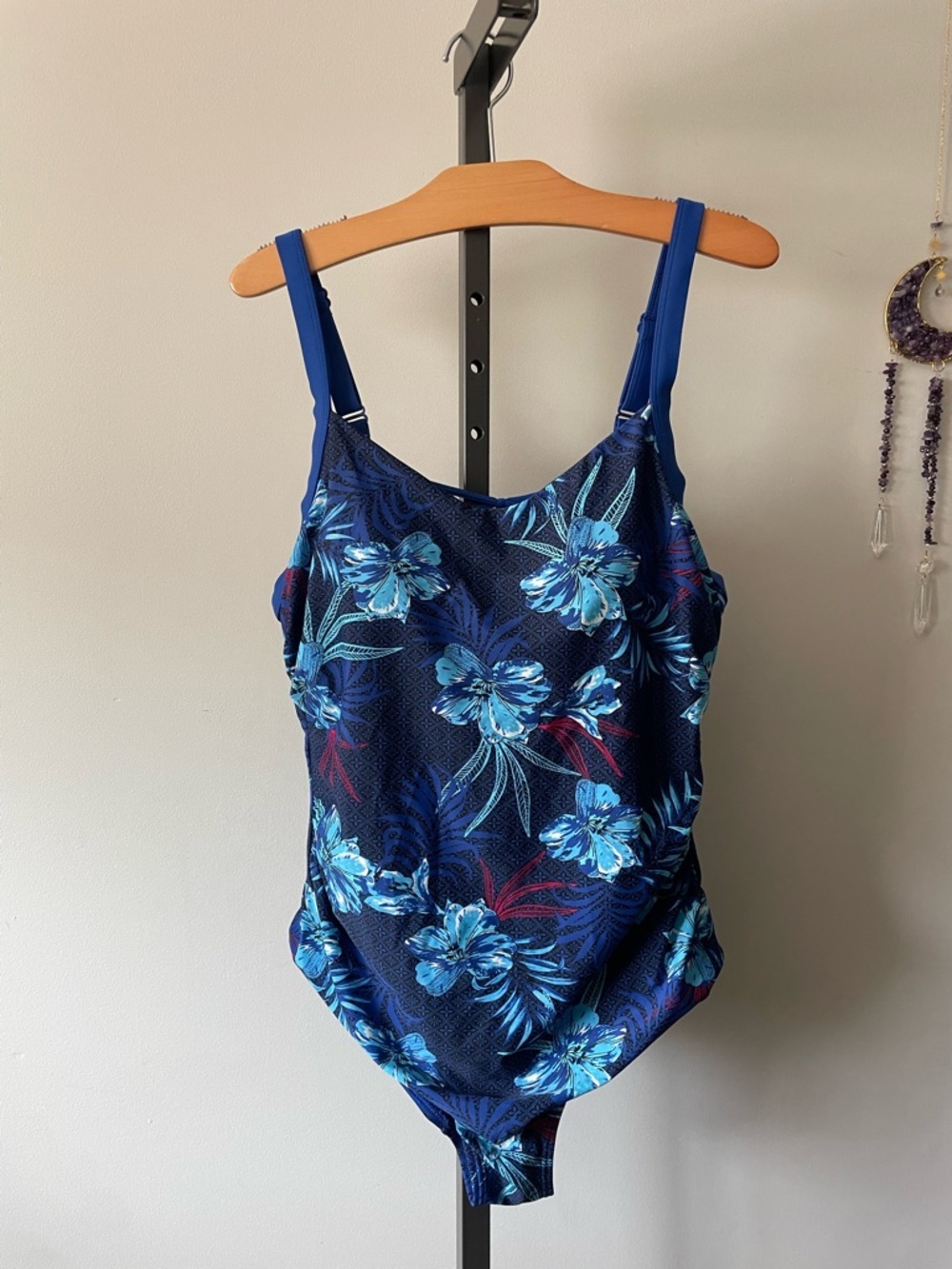 Sea Swimwear Corset Lace Up Blue Tropical One Piece Swimsuit Floral Strappy